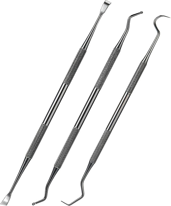 Hotop 3 Pieces Dog Dental Tooth Scaler and Scraper Stainless Double Headed Tarter Removing Tool Scraper Pet Teeth Cleaning Tools for Dog and Cat