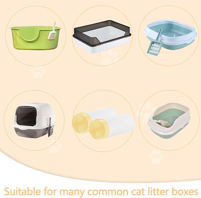 16 Count Cat Litter Box Liners - Large Drawstring Cat Litter Bags, Extra Thick Heavy Duty Durable Litters Tray Pet Cats Pan Liners, Waste Replacement Bags for Self-Cleaning Cats Litter Boxes 18" x 37"