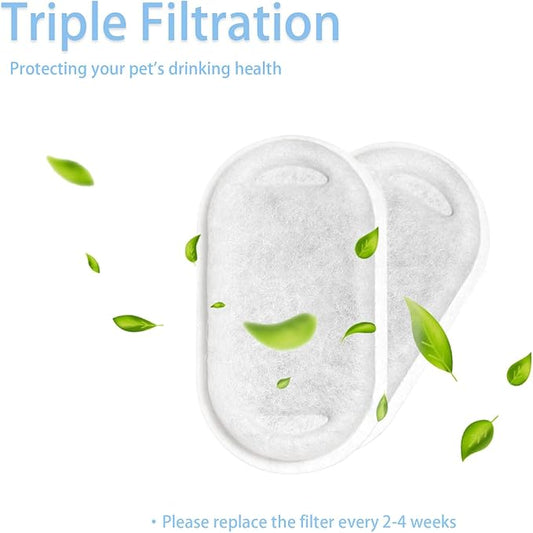 Cat Water Fountain Filters Replacement (16-Piece Pack) - 8 Filters + 8 Sponges + Cleaning Brush - Compatible with 3L (108oz) & 2L (67oz) Stainless Steel Pet Fountains