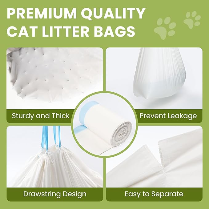 30 Count Cat Litter Box Liners 100% OK Compost Home Certified,38" x 18" Litter Box Liners for Automatic Litter Robot 4/3,Heavy-Duty, Extra Thick,Jumbo Size