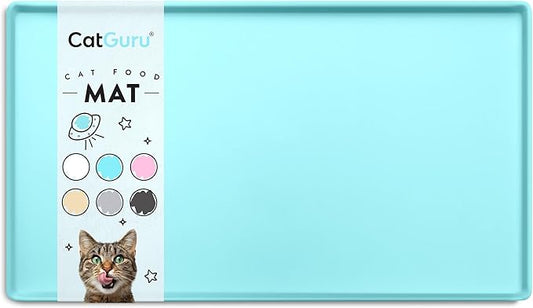 CatGuru Cat Food Mat, Small & Large Pet Feedingd Mat, 100% Waterproof Cat Mats for Food and Water, Silicone Mats for Pet Bowls, Non-Slip Placemat for Water Bowl or Fountain (Small, Aruba)