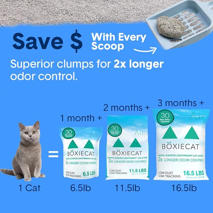 Boxie Gently Scented Cat Litter, Lightweight 30-Day Odor Control, Clumping, 6.5lb