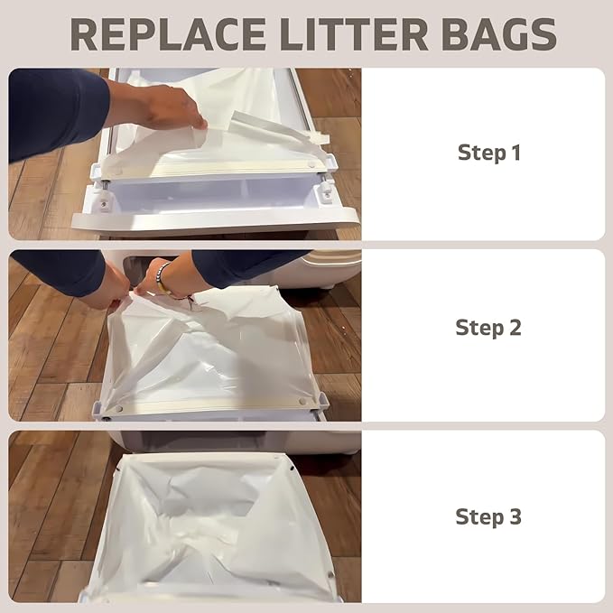 150 Pack Cat Litter Bags for PetSnowy Snow+ Cat Litter Box, Heavy Duty Tear and Leak Resistant Litters Bag, Self-Sealing Waste Drawer Liner Bags for PetSnowy (150)