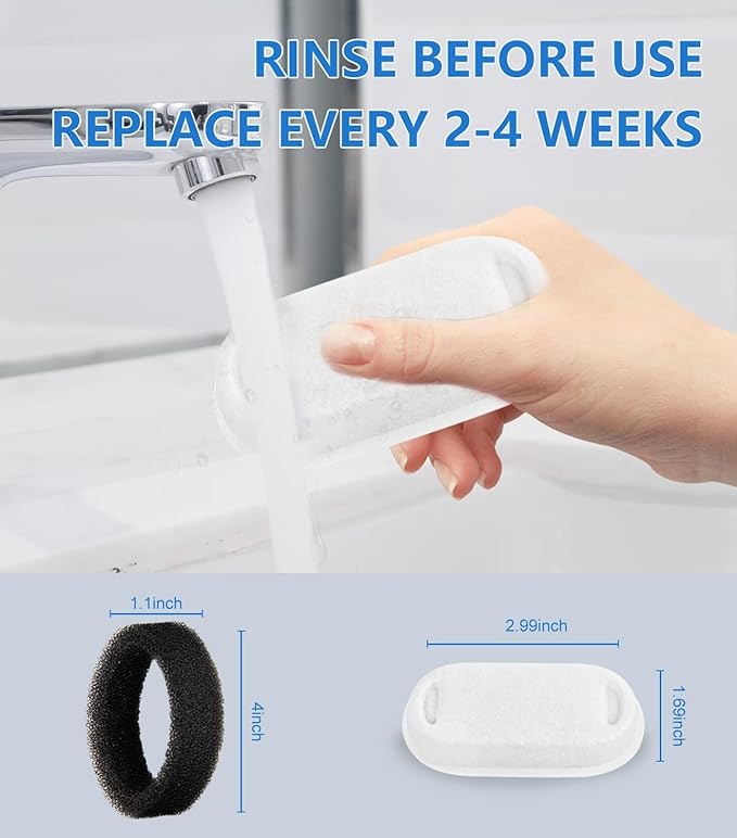 Cat Water Fountain Filters, 12 Pack Pet Replacement Filters with 12 Sponges for Stainless Steel 67oz/2L, 108oz/3.2L and 135oz/4.0L Faucet-Shaped Pet Water Fountain Dog Water Dispenser