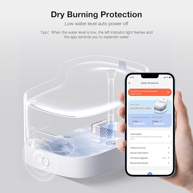 Cat Water Fountain for Drinking, 8-Layer cat Fountain Filter, Ultra-Quiet Pet Fountain for Dogs and Cats 2.4G WiFi(PF1L Marble)