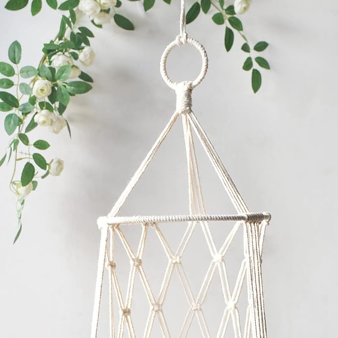 Macrame Hanging Cat Hammock Bed Handwoven Hanging Boho Cat Bed with Hanging Kit for Indoor Outdoor Home Decor Boho Cats Perch Bed for Sleeping Playing Climbing and Lounging for Cats Up to 11 lbs 01