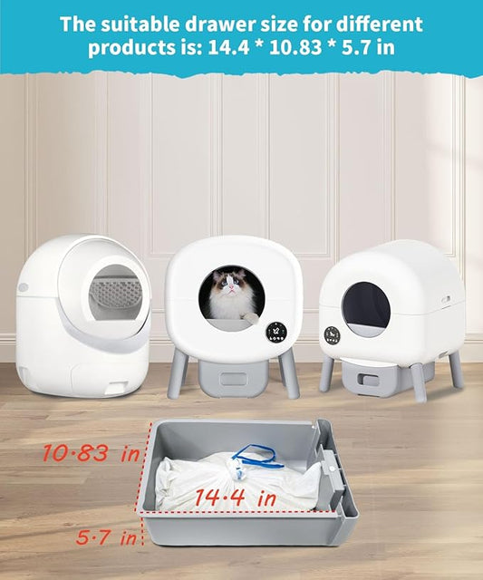 Self-Cleaning Cat Litter Box 80 Count Drawstring Cat Litter Box Liners 26" x 13", Automatic Cats Litter Boxes Self Cleaning, Large Smart Cats Litter Boxes Liners(4 Packs/80 Counts)