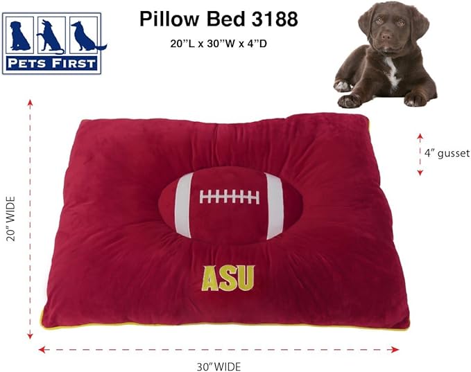 Pets First NCAA PET BED- Arizona State Sun Devils Soft & Cozy Plush Pillow Bed. - Sports Dog Bed. Cuddle, Warm Collegiate Mattress Bed for Cats & Dogs