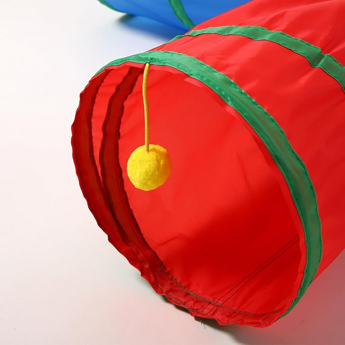 Coolcandy Cat Tunnel & Interactive Cat Toy Indoor, 4 Way Tunnel Toys for Indoor Cats, Collapsible Interactive Peekaboo Cave with Play Ball, for Multi-Way Play & Small Animals