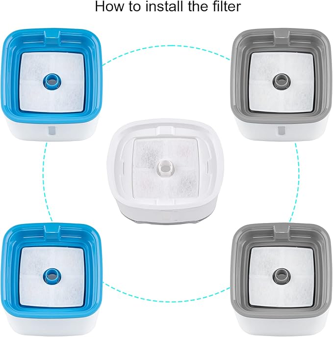 Wonder Creature Cat Water Fountain Filter, Square Cat Fountain Replacement Filters, 16 Filters Pack