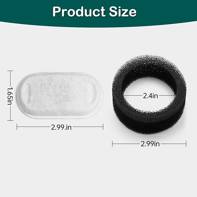 Cat Water Fountain Filter,16 Pack Cat Fountain Replacement Filters for Stainless Steel 67oz/2L Adjustable Water Flow Pet Water Fountain,Dog Water Fountain (8+8 Pack)