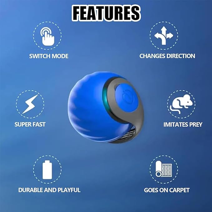 Interactive Cat Toys for Indoor Cats, Automatic Cat Toy with Tail, Electric Rolling Ball on Carpet,Cat Toys for Bored Indoor Adult Cats