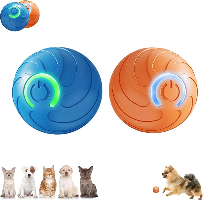 Smart Jumping Ball Toy for Dogs, Duraspin Dog Bouncing Ball, Interactive Bouncing Toys for Puppy Toys (2Pack-Orange & Bule)