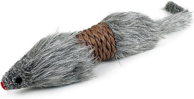 TTcat 2Pcs Cat Mice Toys,Faux Fur Cat Large Size Mice Toys with Plastic Body, Interactive Catch Play Mouse Toy for Indoor Cats and Kittens.