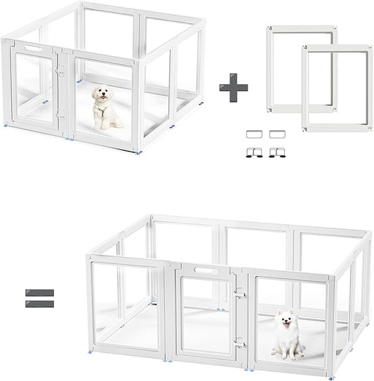 Acrylic Dog Playpen Suitable for Expanding Clear Dog Playpen Includes 2 I-Type Connectors and 2 Suction Cup Bases(23.6", 2PCS