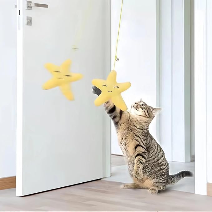 5 PCS Interactive Cat Feather Toys, Hanging Door Cat Toy Retractable Cat Teaser Toys Indoor Feather Kitten Fun Mental Physical Exercise Kitten Toys