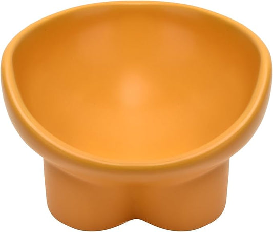 Ceramic Raised Cat Bowl,Elevated Tilted Anti Vomit Cat Bowls for Indoor Cats Whisker Friendly Pet Feeder for Food and Water,Cute Tilted Dish for Flat Faced Cats,Puppies
