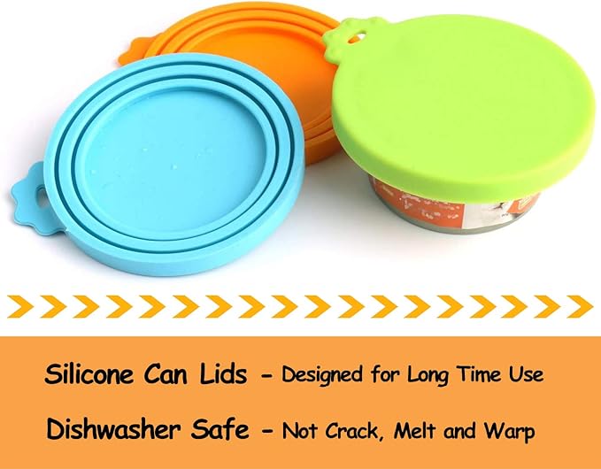 Comtim Pet Food Can Cover Silicone Can Lids for Dog and Cat Food(Universal Size,One fit 3 Standard Size Food Cans),Multi-Colored