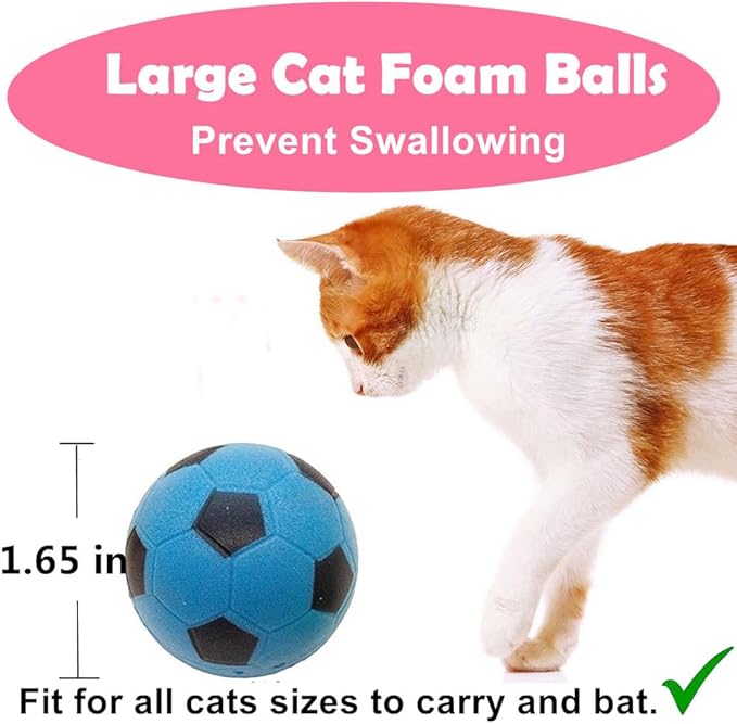 Foam Soccer Balls Cat Toys 100 Pack - Soft Cat Sponge Balls Toys for Indoor Cats, 1.65", Present Box.