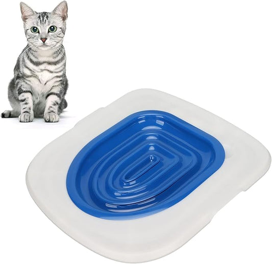 Cat Toilet Trainer Kit, KIMISS Cat Toilet Training Kit Universal Reusable Environmentally Friendly Cat Toilet Trainer for Pet Cleaning Cat Training Toilet (White Tray, 1 Blue Inner Support)