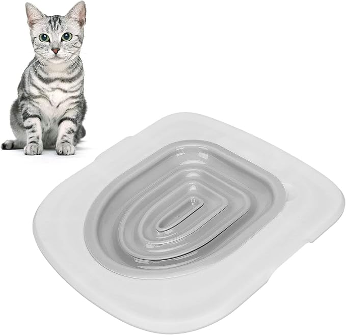 Ejoyous Cat Toilet Training Kit, Reusable Cat Toilet Trainer for Pet Cleaning, Universal Potty Training Toilet System Train Cat to Use Toilet (White Tray, 1 Gray Inner Support)