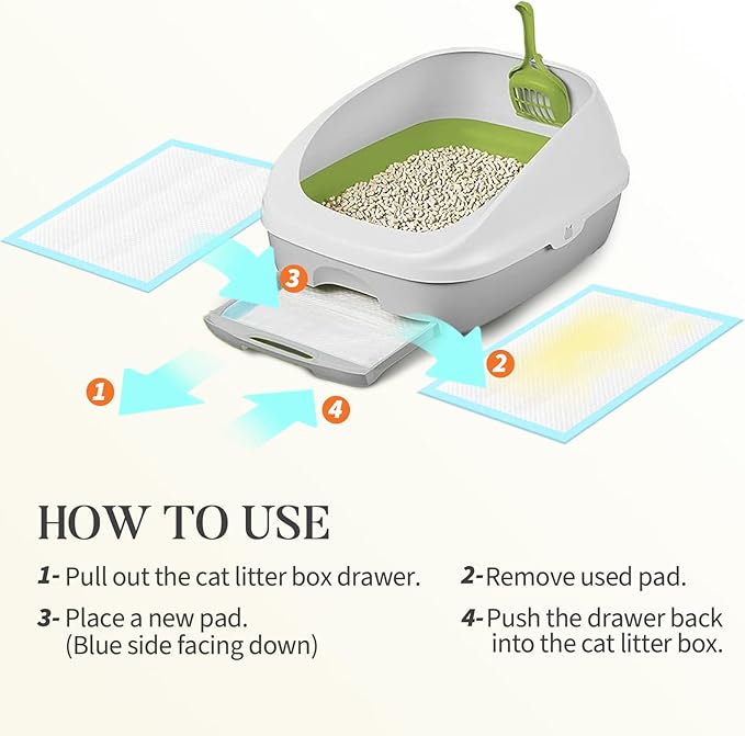 40 Count Cat Litter Pads for Tidy Cats Breeze System, Thickened Cat Pad Refills for Litter Box, Super Absorbent Pee Pad, Odor Control & Leak-Proof, 16.9x11.4 Inch Unscented