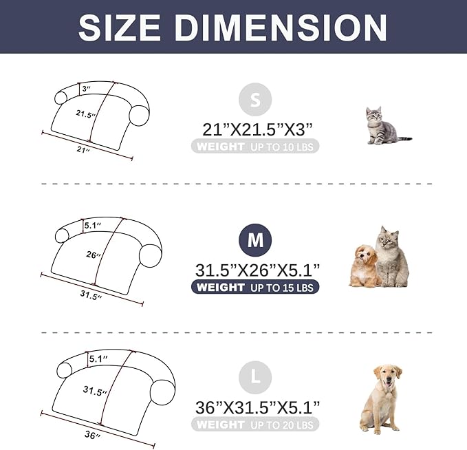 Tinaco Luxurious Calming Dogs/Cats Bed Mats, Dog Pad Washable Removable Couch Cover, Plush Long Fur Mat for Pets, Waterproof Lining, Perfect for Small, Medium and Large Dogs and Cats (Navy Blue, M)