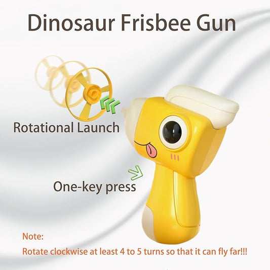 Dinosaur Frisbee Gun - The Ultimate Cat Interactive Toy (Yellow),Making a cat Fly,Cat Toy Gun,Cat Frisbee Launcher,Cat Fetch Toy with Colorful Flying Propellers Set