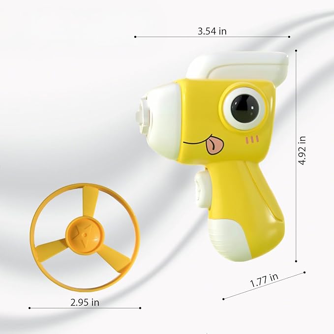 Dinosaur Frisbee Gun - The Ultimate Cat Interactive Toy (Yellow),Making a cat Fly,Cat Toy Gun,Cat Frisbee Launcher,Cat Fetch Toy with Colorful Flying Propellers Set