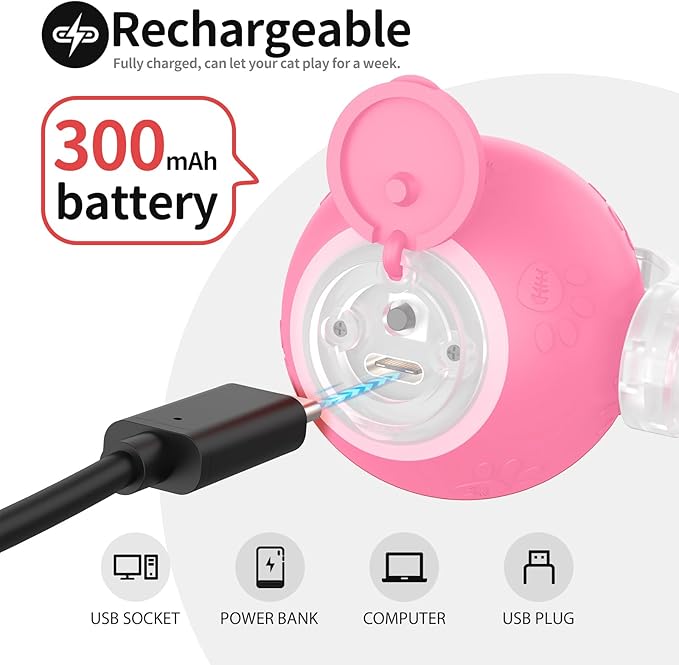 Interactive Cat Toys for Indoor Cats with Birds Chirping and RGB Light - Motion Activated Ball for Bored Adult Cats