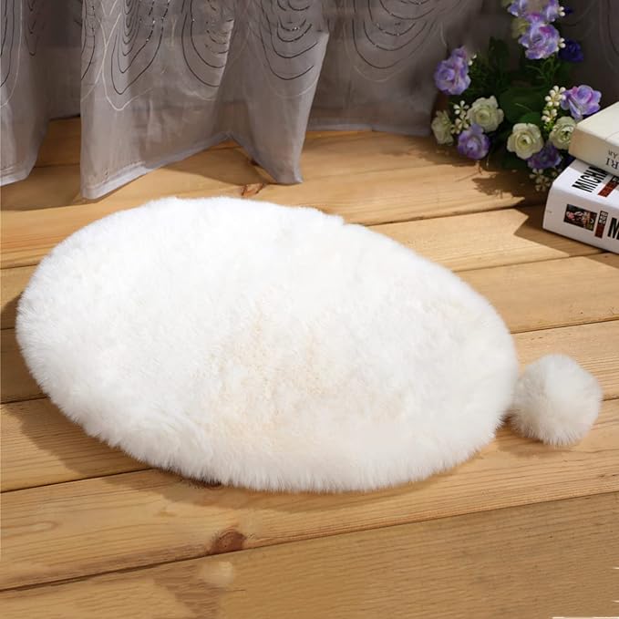 SHENGOCASE 2-Pack Oval 11" x 15" Faux Rabbit Fur Cat Condo Replacement Cushion. Cat Dog Bed Cushion Pad Mat, Pad for Window Perch Tree Tower, Carrier Cage Crate Kennel Furniture