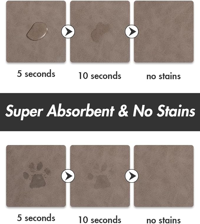 MontVoo Absorbent Dog & Cat Food & Water Bowl Mat - Quick Dry, No Stains, Easy Clean, Anti-Leakage & Anti-Slip, Pet Supplies