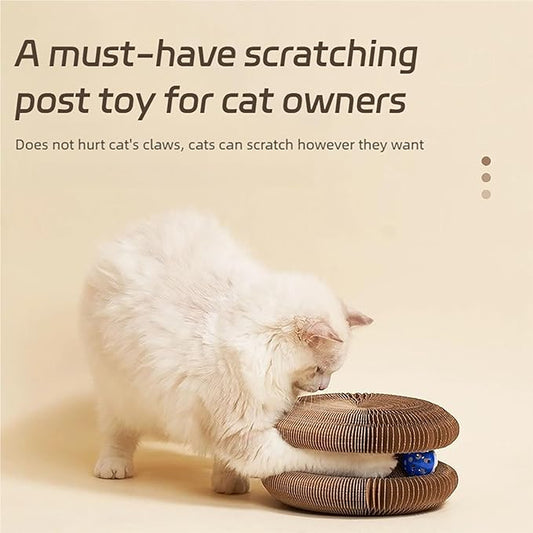 PurrPlex Magic Organ, PurrPlex Cat, Magic Organ Cat Scratch Board Foldable Cats Accordion, Flexible Cats Scratcher, Cardboard Scratchers for Indoor Cats with Interactive Bell Ball (1Pcs)