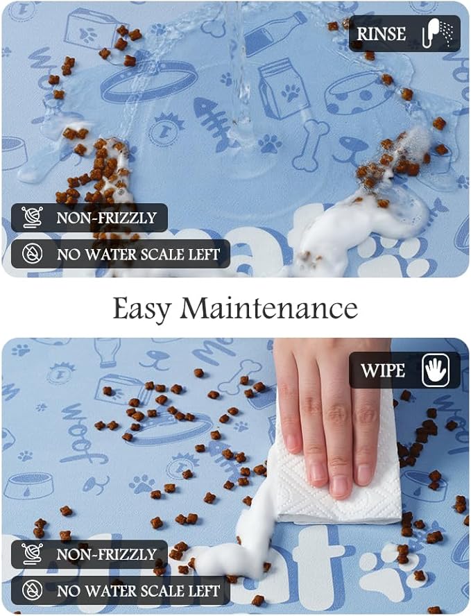 Pet Feeding Mat-Absorbent Dog Mat for Food and Water Bowl-No Stains Quick Dry Water Dispenser Mat-Dog Accessories Pet Supplies-Bowl for Messy Drinkers(PAW,12"x19"