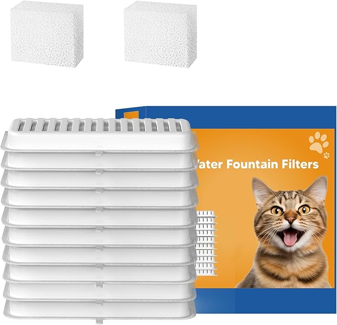 Cat Water Fountain Filters - 108oz/3.2L Cat Water Fountain, Stainless Steel Pet Fountain Dispenser for Cats, Dogs, Multiple Pets (10 pcs Filters)