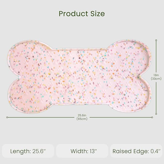 Dog Food Mat Anti-Slip Silicone Dog Bowl Mat Thicker Pet Placemat Waterproof Cat Feeder Pad with Raised Edge Puppy Kitten Feeding Mats Suitable Small Medium-Sized Dogs Cats Eating Tray