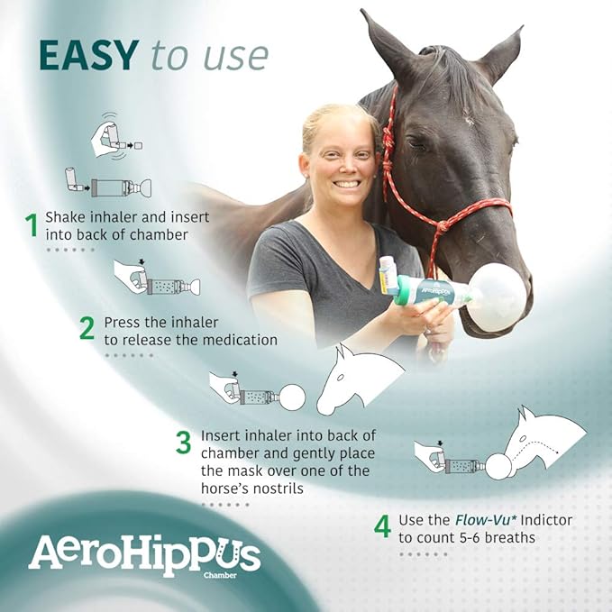 Equine Aerosol Chamber with Flow-Vu IFI Horse Inhaler for Respiratory Disease