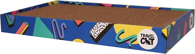 Travel Cat Portable Cat Scratcher - Durable and Recyclable Cat Scratching Board for Indoor Cat, Kitten for Rest, Play, Scratch - Premium 90s Travel Cat Scratch Pad with Box