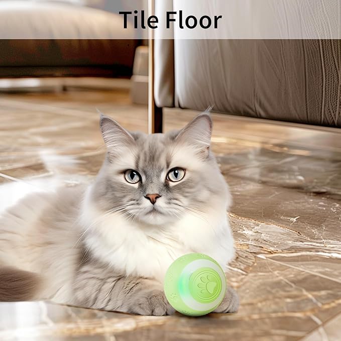 SEALON Electric Interactive Cat Toy Ball,Indoor Cat Play Ball, Suitable for Cats Over 6 Months for Exercise, Weight Loss, and Fun(Green)