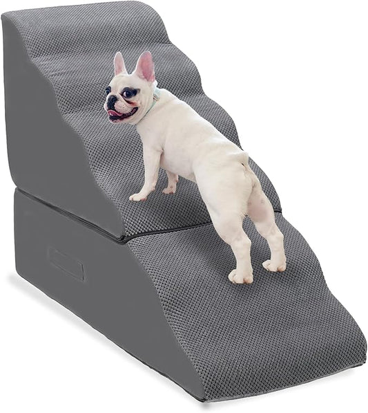 Dog Steps for Beds 30 inches Tall, 35D High Density Foam Dog Stairs for High Bed 28-30 inches, Non-Slip Bottom 6-Step Dogs Ramp/Ladder Pet Steps for Small Elder Dogs/Cats, Grey