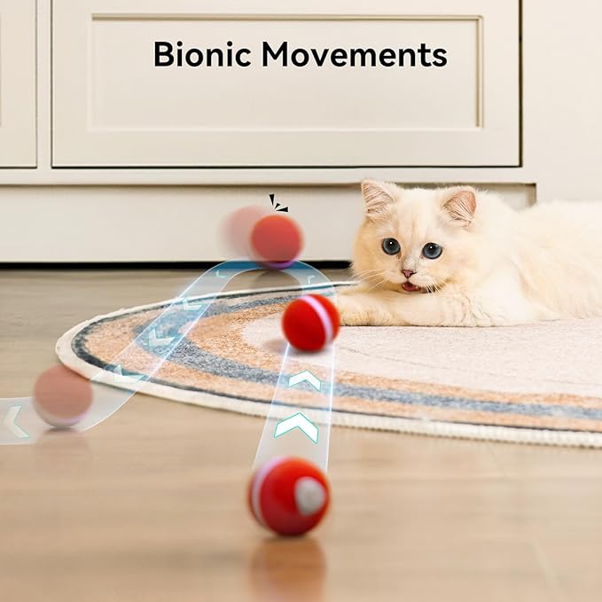 Cheerble Interactive Cat Ball Toy, Wicked Ball M3, Automatic Moving Smart Anti-Depression Pet Toy Fun Gift with Light