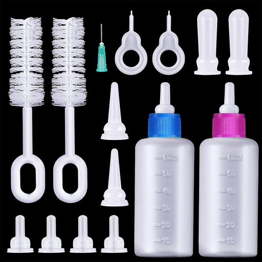 Tondiamo 16 Pieces Pet Feeding Bottle Kit Kitten Bottles Kitten Milk Replacer Puppy Milk Feeder with Replacement Nipples Puppy for Small Animals Newborn Dog and cat Nursing Supplies