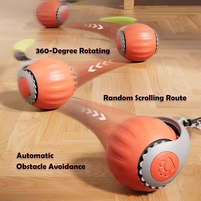 Interactive Cat Toy Ball | Automatic Moving, Mouse Tail Design and Mouse-Shaped Pendant | Rechargeable 3-Mode Rolling Toy for Indoor Kittens & Adult Cats