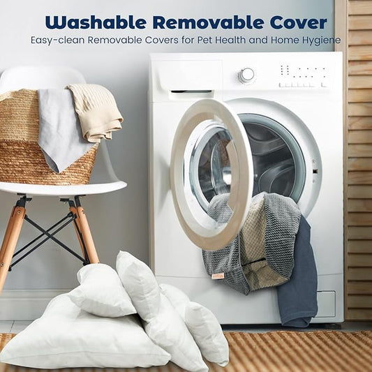 Miguel Removable Washable Dog Bed for Medium Dog Easy Clean - Rectangle Pet Bed for Large Cats with Zipper Cover Bolster Cuddle Puppy Bed with Supportive Side Wall Slip-Resistant Bottom, Gray 35 Inch