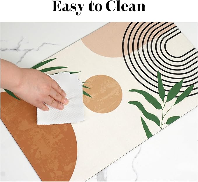 Dog Food Mats for Floors Super Absorbent, Pet Cat Food Mat - Non Slip Dog Bowl Mats for Food and Water, Eco-Friendly Boho Dog Placemats Feeding Mat