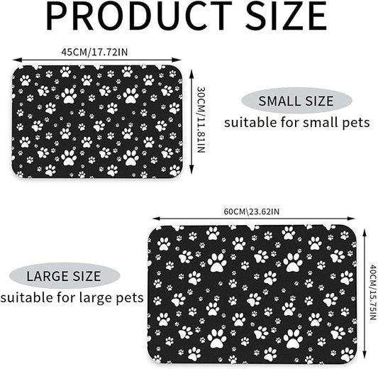 Kawaii Paws Dog Food Mat Absorbent Bowl Mats No Stains Quick Dry Waterproof Pet Cat Placemats for Food and Water, 30x45cm