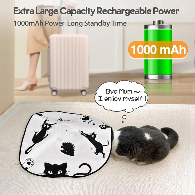 ORSDA Cat Toys, 4 in 1 Interactive Automatic Kitten Toy for Indoor Cats, Rechargeable Electric Moving Ambush Feather Mice Whack-A-Mole, Hide and Seek, Chase Feather for Kitty for Kicker Adult Cat