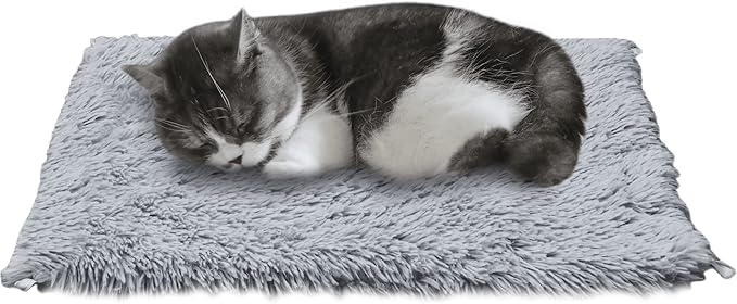 Self Warming Mat, 24''*20'' Non-Skid Thermal Pet Mat, Washable Outdoor Insulation for Cat House, Carrier Cat Bed, Gray