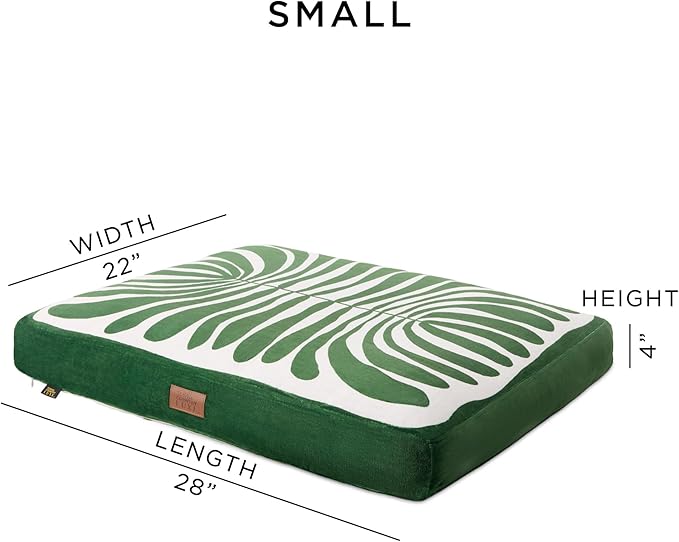 TOWN & COUNTRY LUXE CuddleTown Matisse Everwash® Pillow Pet Bed, Water Repellent Floor Pillow, Machine Washable Cover, Soft & Calming, Green, Small 28"x22"x4"