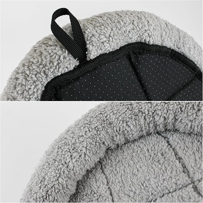 NAMSAN Round Cat Beds for Indoor Cats, 19.5 x 19.5 x 2 inch, Self Warm Pet Bed Pad with Pillow Around, Plush Cushion for Small Medium Dogs Large Cats, Antiskid Bottom, Grey